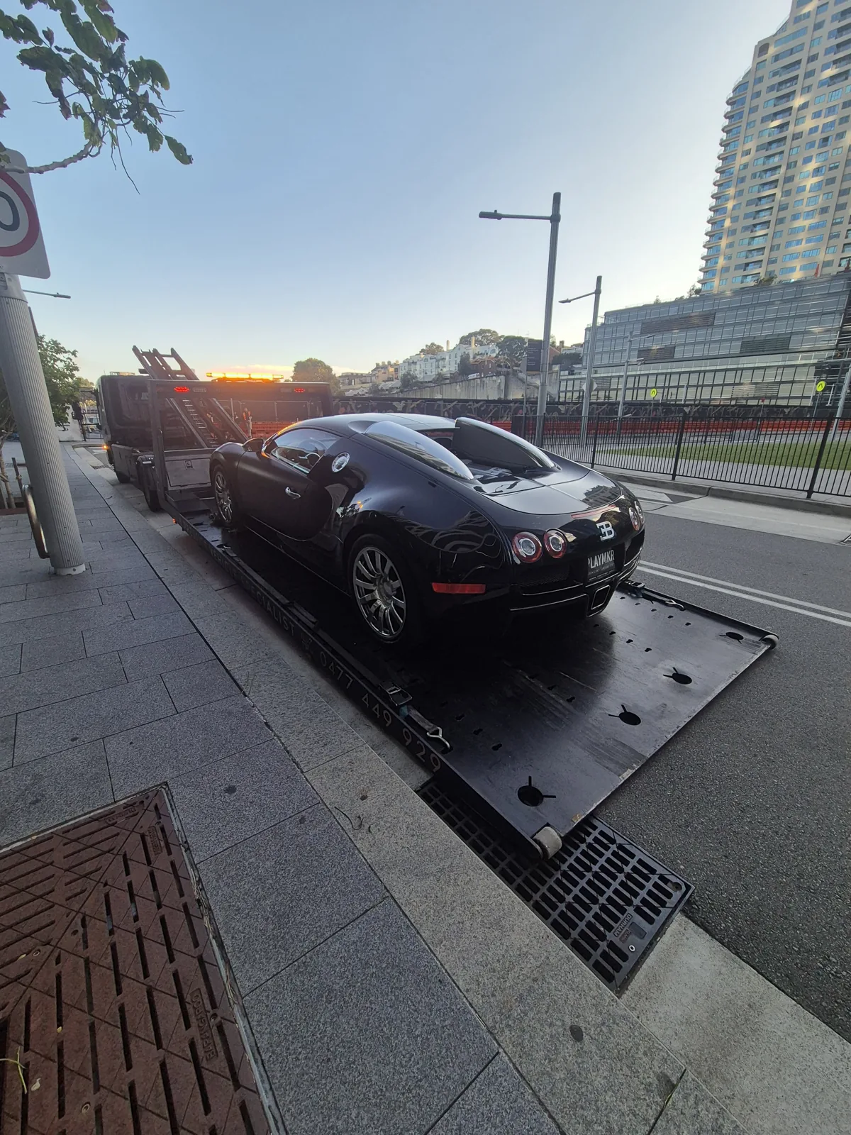 Bugatti Veyron loaded on Haul King's low-angle tray in Sydney