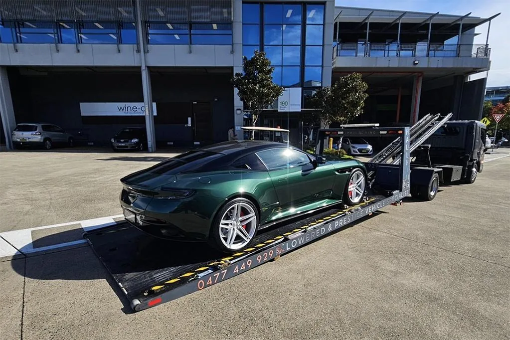 Aston Martin loaded on Haul King's tray in Sydney