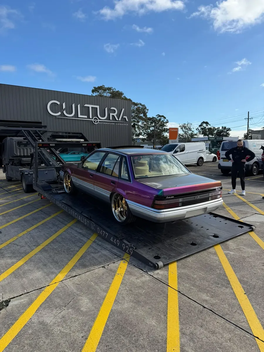 Holden VL Calais loaded on Haul King's tray in Sydney