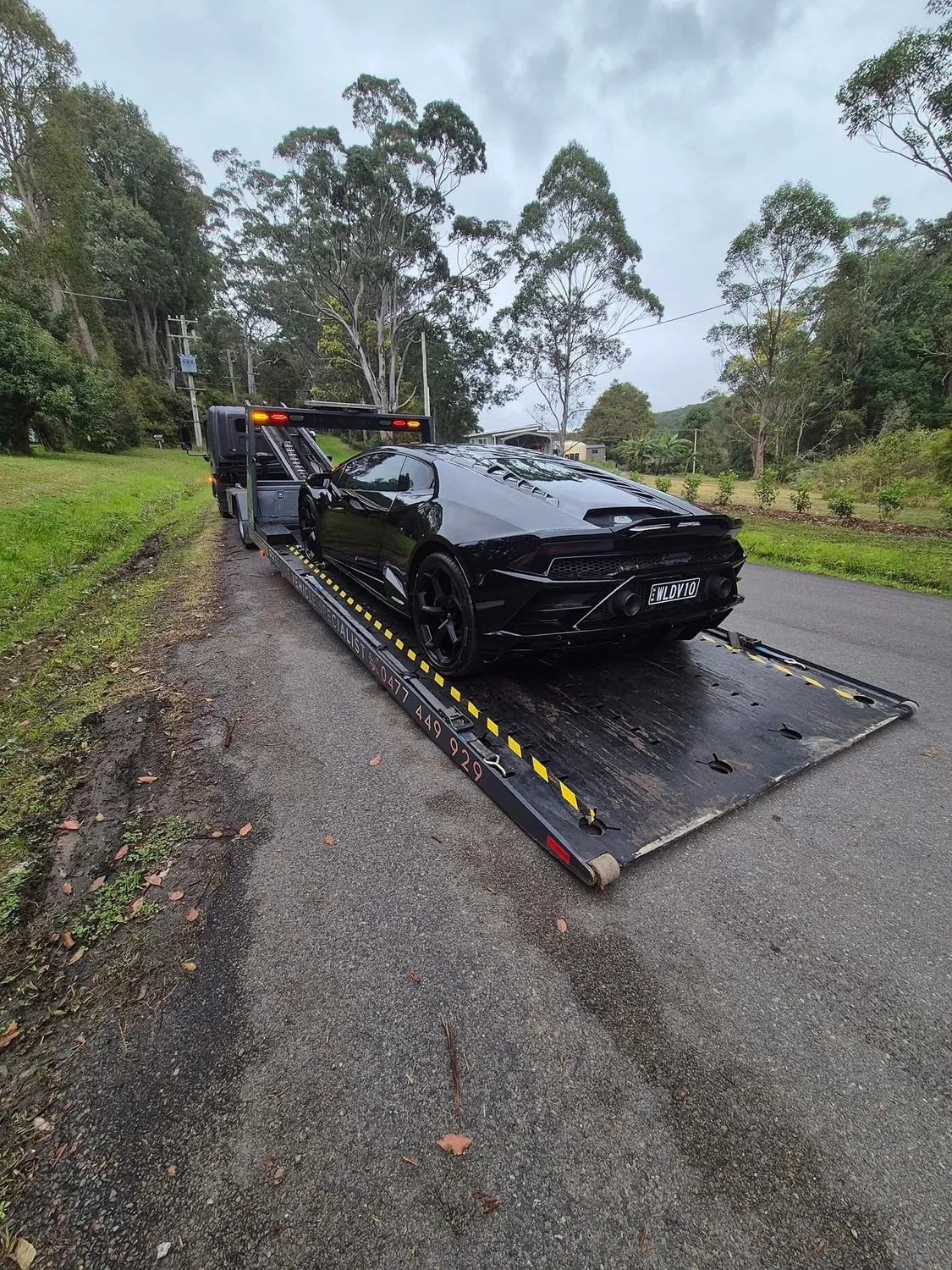 Lamborghini loaded on Haul King's tray in Sydney
