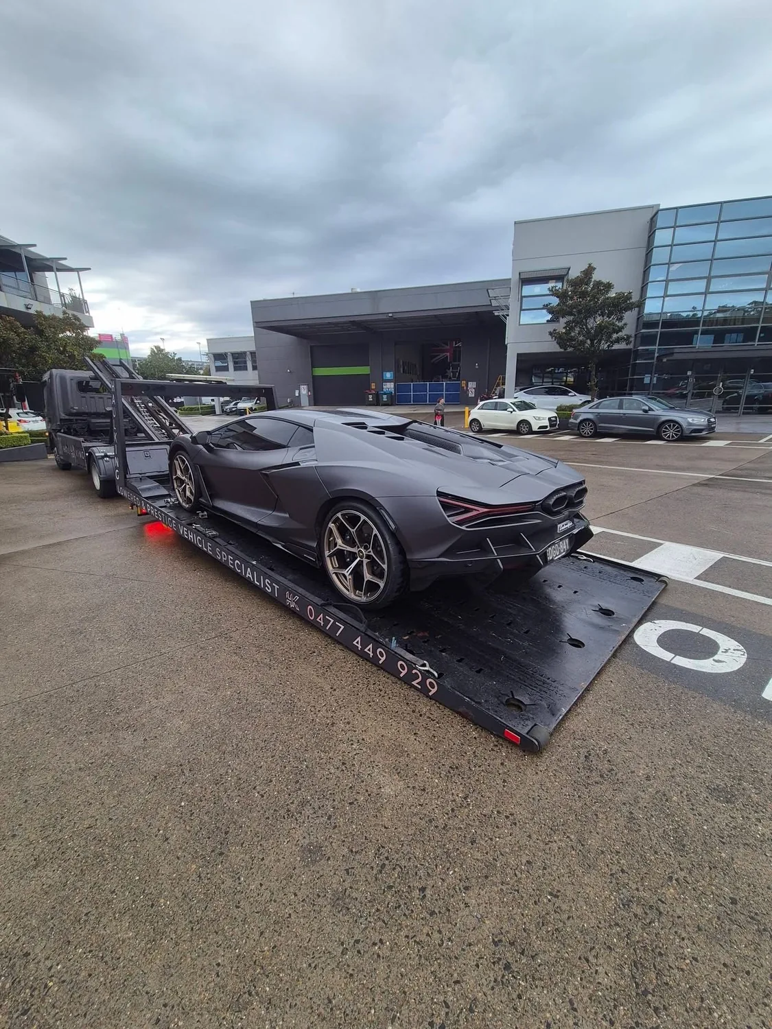 Lamborghini loaded on Haul King's tray in Sydney