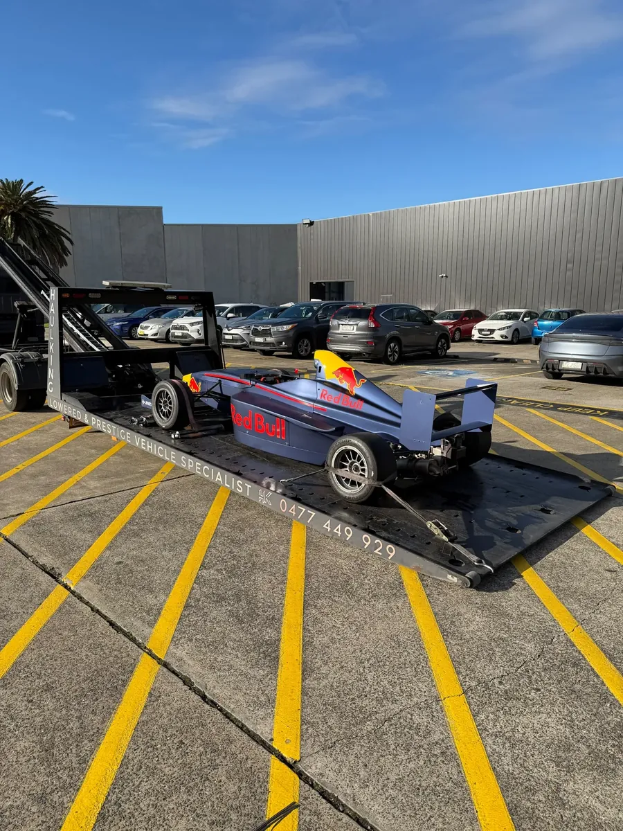 Red Bull formula car on Haul King's low-angle tray