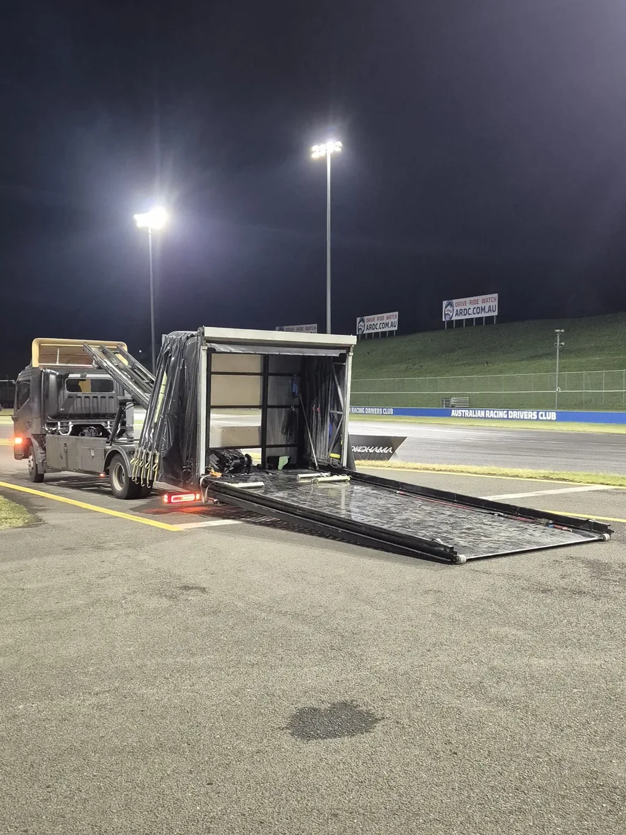 The enclosed body loaded on Haul King's tray in Sydney