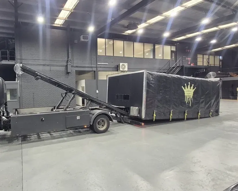 Haul King's enclosed body with the tilt tray extended