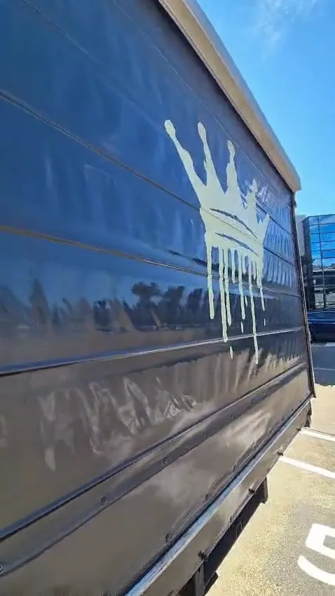 Sealed: Haul King enclosed body, the roller door closes on the loaded car.