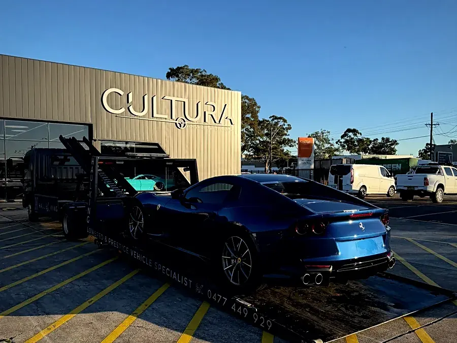 Ferrari collected from Cultura Automotive, Alexandria
